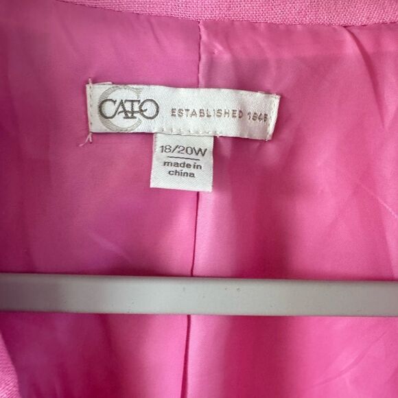 Cato Women’s Pink Linen Blend Pleated Blazer Jacket Sz 18/20W Barbiecore Career - Picture 4 of 8